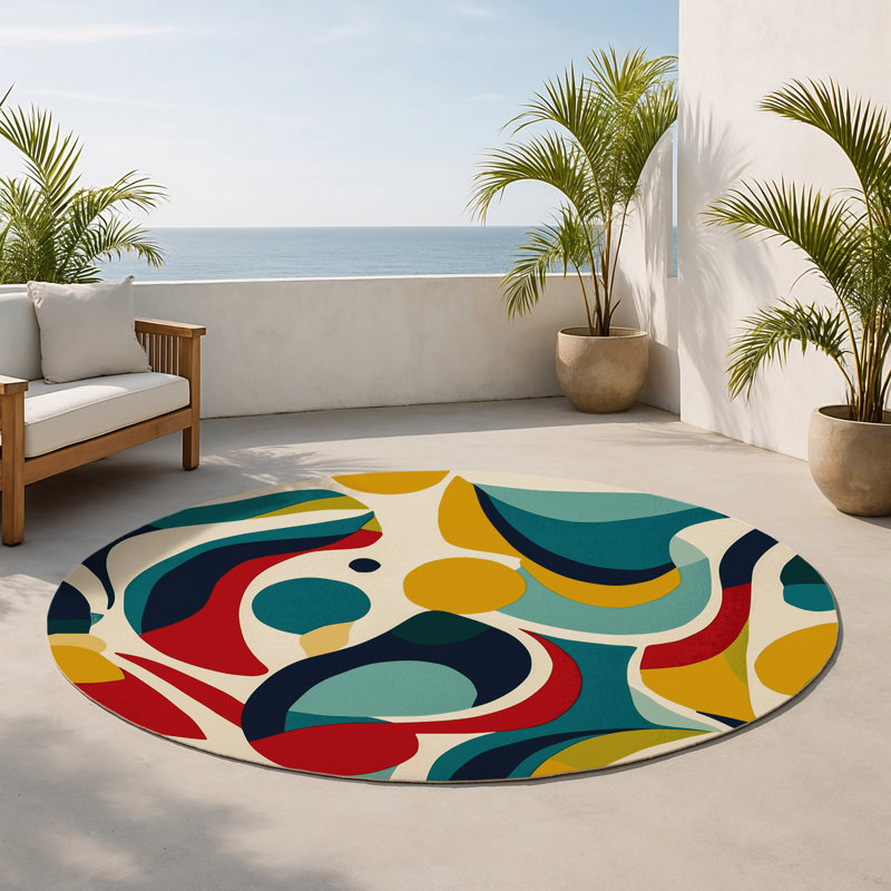 Tapis intérieur et extérieur Vibrant Streak, Rond 5 pi