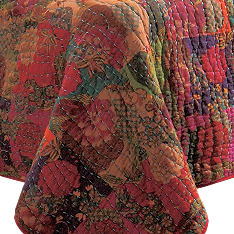 King Multicolor Microfiber Reversible Quilt Set with Shams
