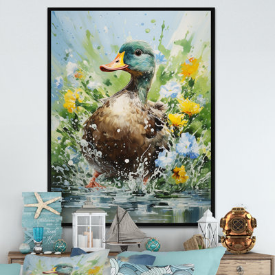 «Duck Springtime Splash Blooms», art mural canard