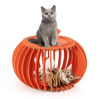 Felt Cat Bed, Pumpkin Shaped Cat Nest For Cat Sleeping, Playing