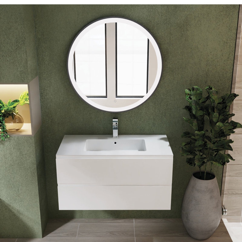 Armoire-lavabo 55 po avec lavabo brillant Toscana DAX Pasadena, Blanc