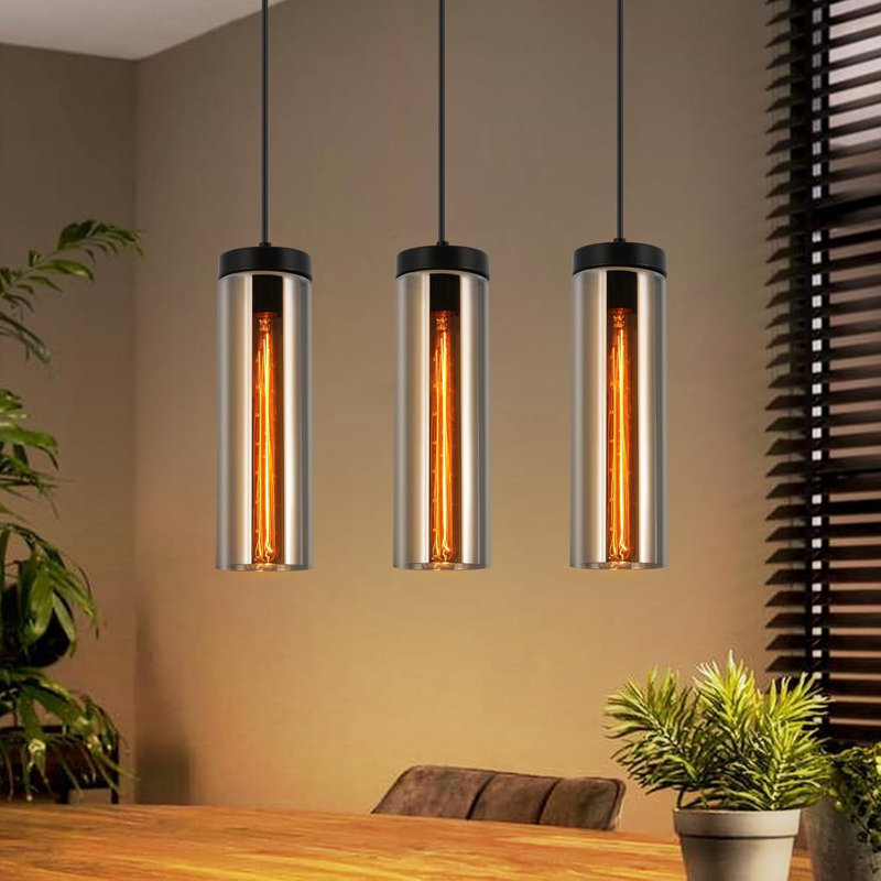 3 - Light Matte Black Cylinder Pendant