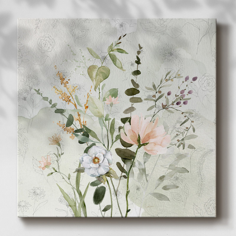 Bouquet noir II sur toile, H 16 po x l 16 po