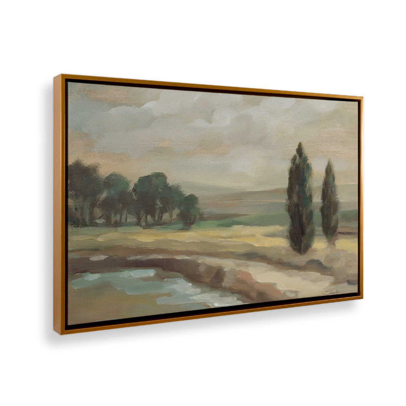 «By the River Crop» par Sylvia Vassileva, reproduction d'art sur toile, H 36 po x l 48 po, Cadre flottant, Doré