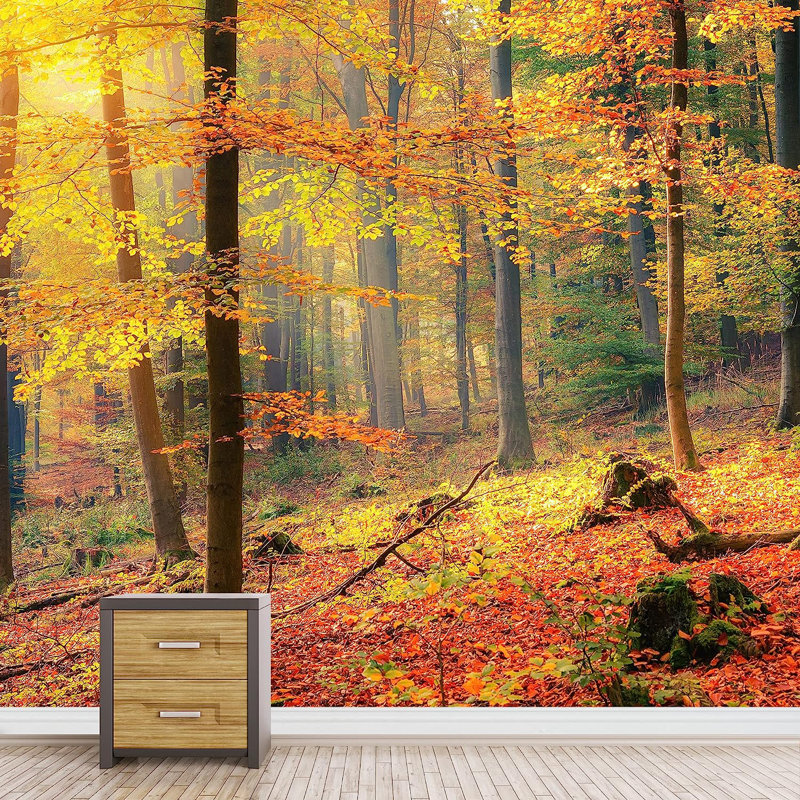 Murale forêt d'automne, L 66 po x l 96 po