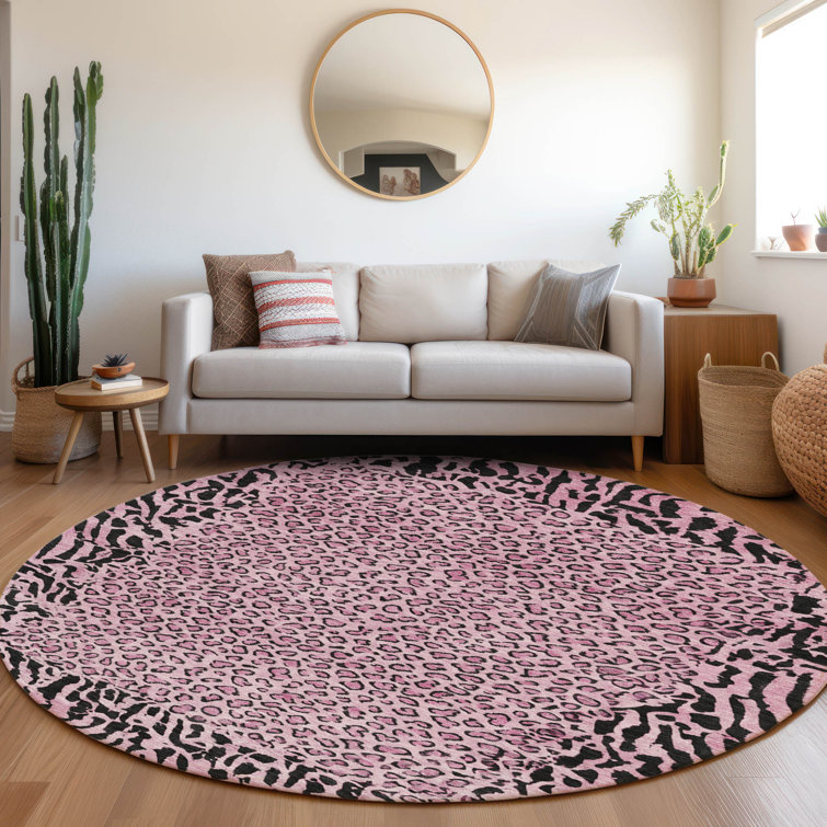 Machine Washable Indoor/Outdoor Claudian ACN1230 Pink Rug