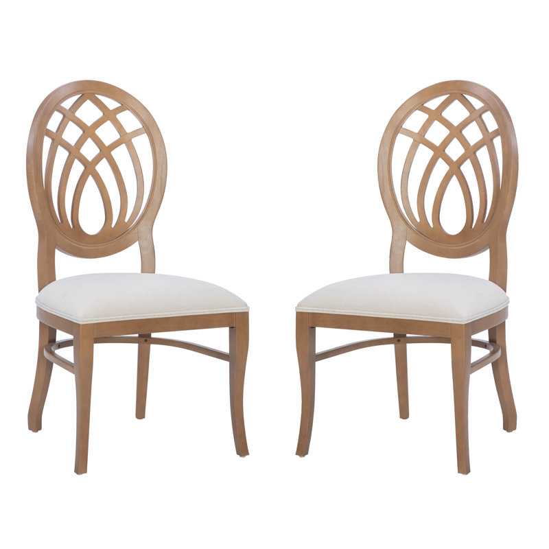 Light Brown Upholstered Cross Back Side Chair Set