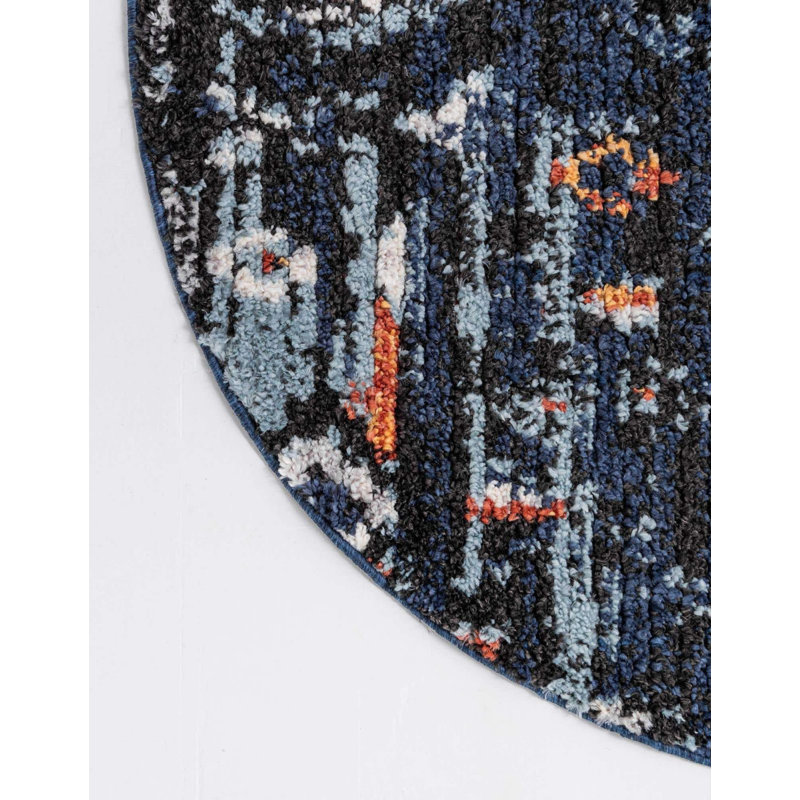 Victorville Abstract Indoor Rug, Round 7'