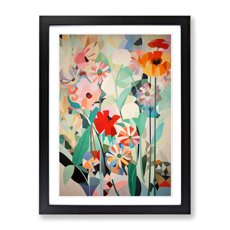 FRM-V0523-931X Flowers Orphism Art Vol.1 - Picture Frame Print, Walnut, 34cm H x 25cm W x 2cm D