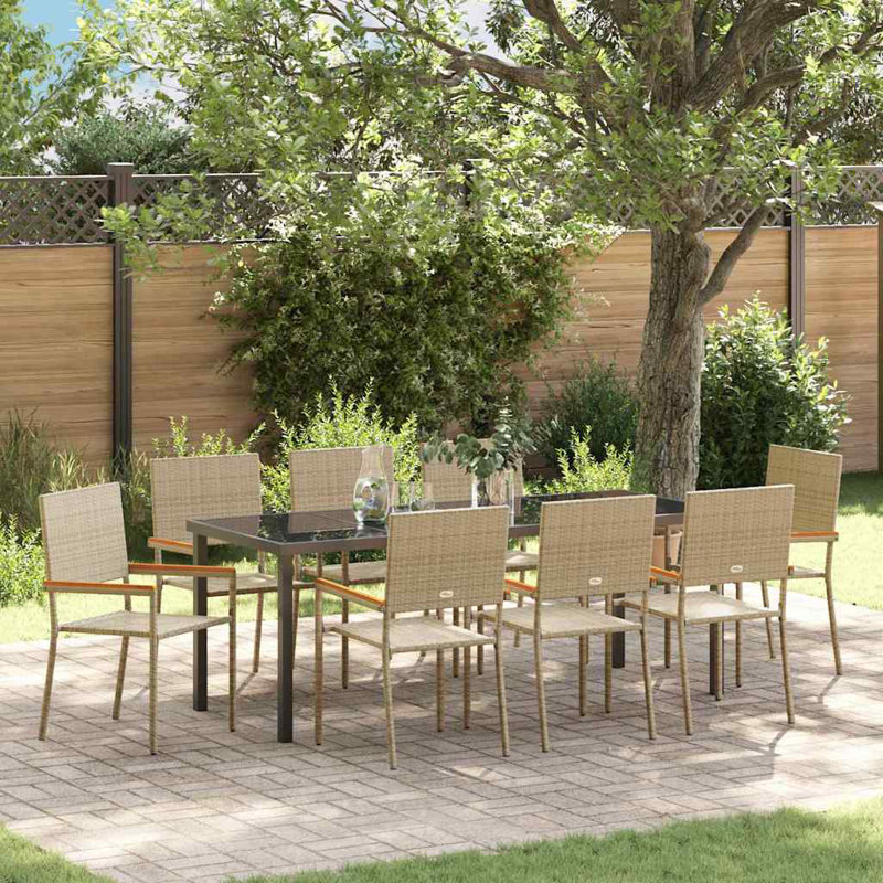 Emiya 8 - Person Patio Dining Set Rectangular Table, Beige