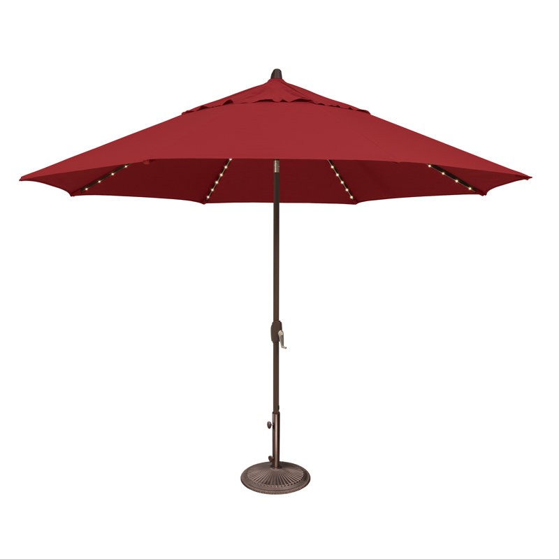 Parasol inclinable 11 pi avec lumière des étoiles Lariat, Rouge Really, Bronze