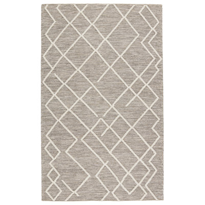 Wool Geometric Area Rug in Gray