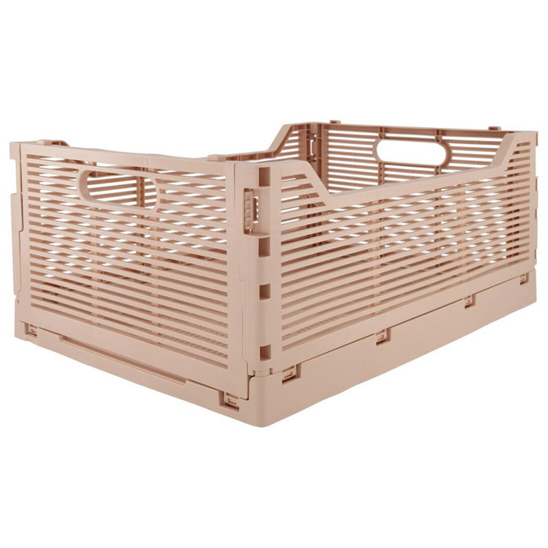 Rebrilliant Plastic Crate, 1, 5.9" H x 15.75" W x 11.8" D, Blush Pink