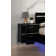 Ensemble de très grand lit encastré à DEL en bois clair de 5 pièces de 83,88 po Arosh, 2 tables de chevet, commode et miroir