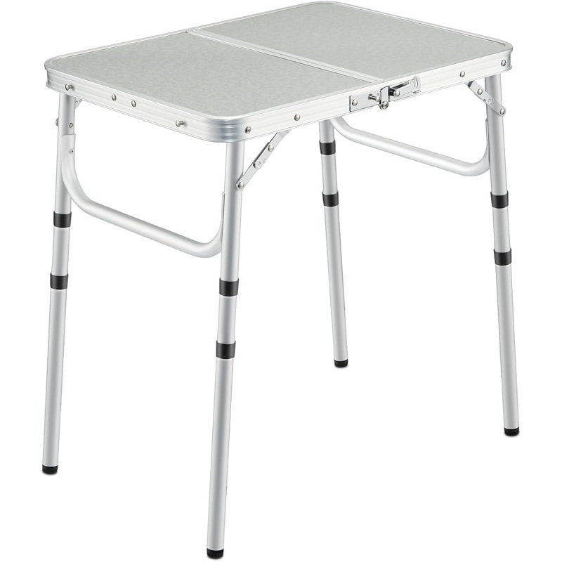 Small Folding Table 2 Feet, Small Foldable Table Adjustable Height, Lightweight Portable Aluminum Camping Table, 3 Heights, 23in x 15 in x 10 in
