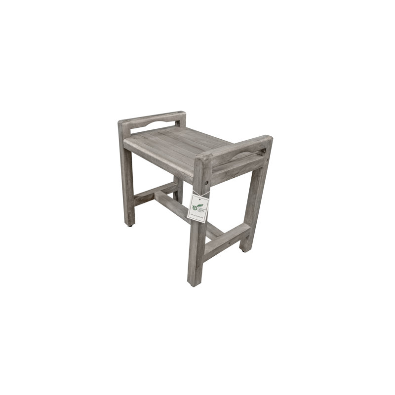 Antique Grey Teak Shower Bench with LiftAide Arms