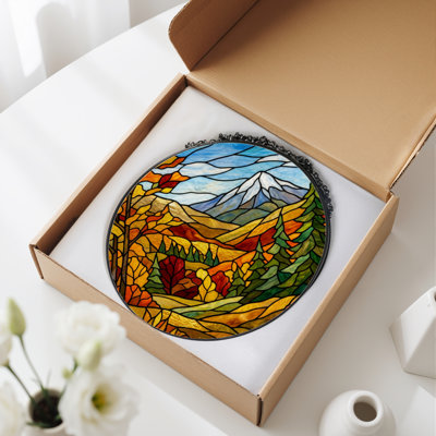Panneau de vitrail 12 "H Mountain Landscape