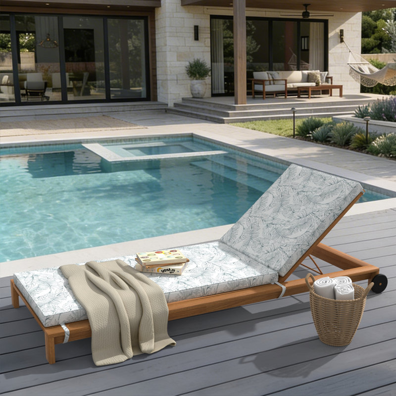 Outdoor Chaise Cushion With Sunbrella Fabric, 26" W x 80" D, Sunbrella® Calm Laurel