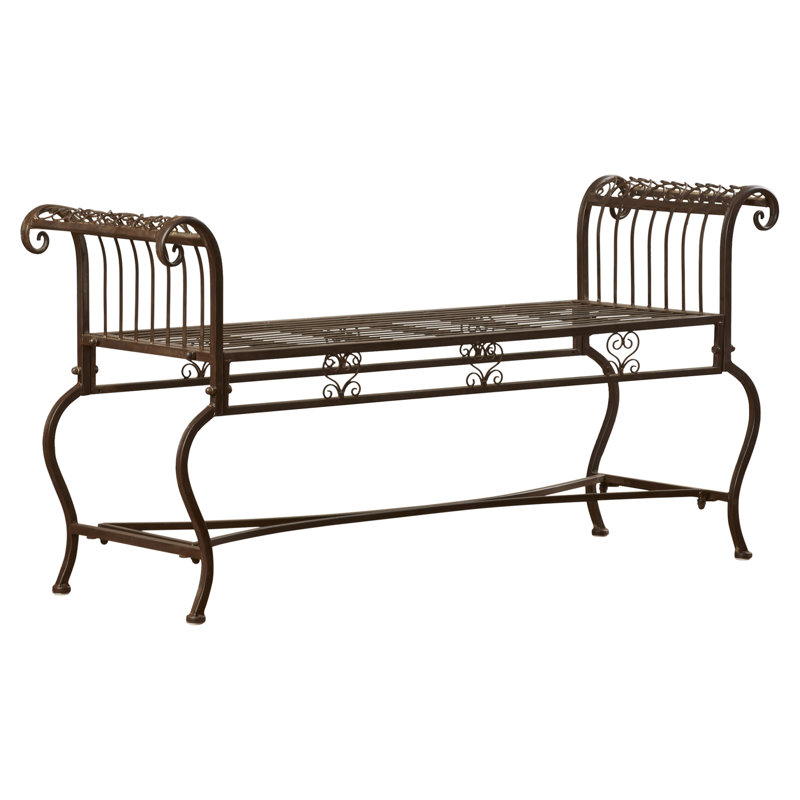 Banc de jardin en fer Beelu, Brun rustique