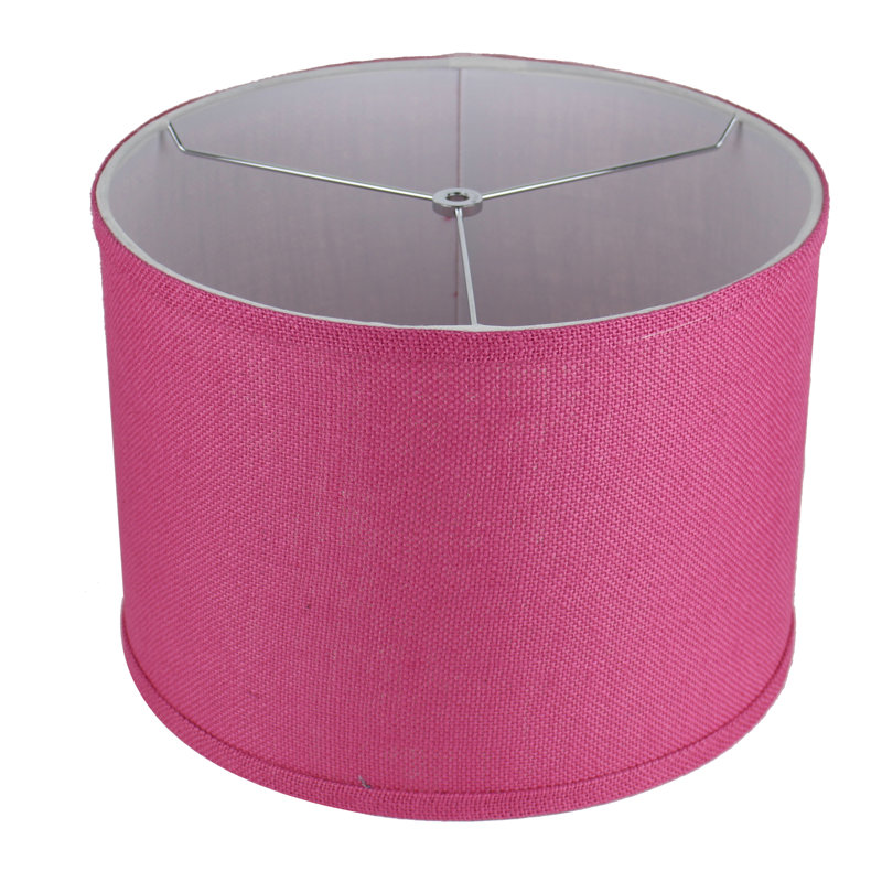 Ganya Burlap Drum Lamp Shade, Fuchsia, 10" H x 14" W x 14" D