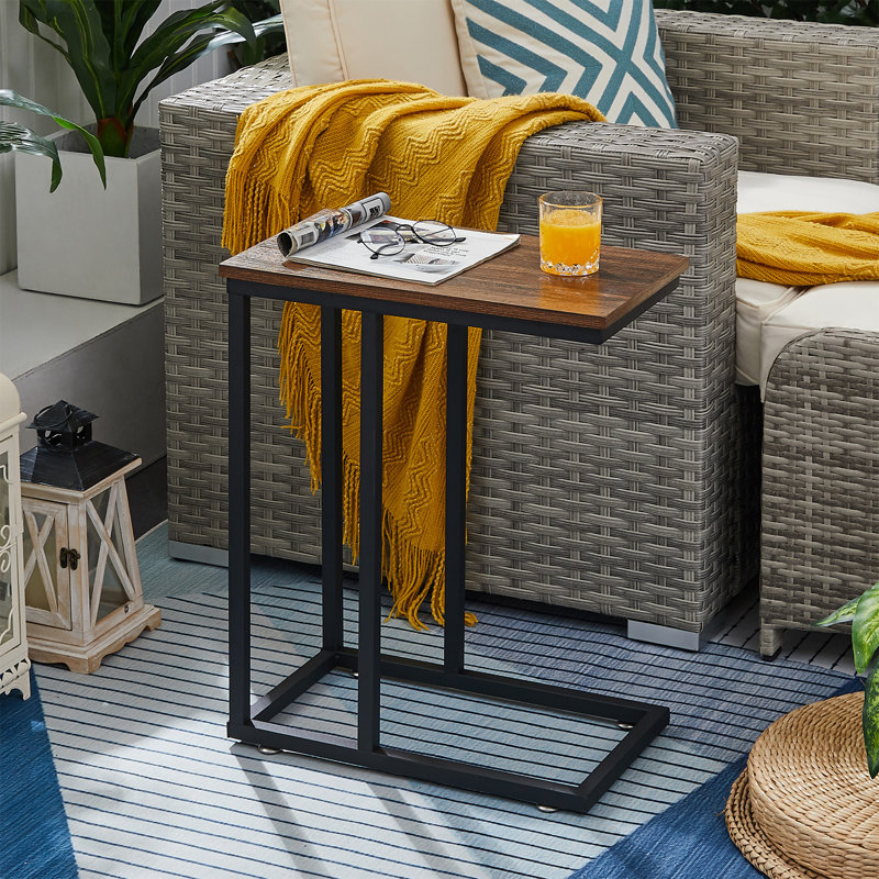 Camillie 24'' Tall C Table End Table, Brown Top/Brown Base