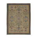 Hand-Knotted High-Quality Taupe and Blue Area Rug