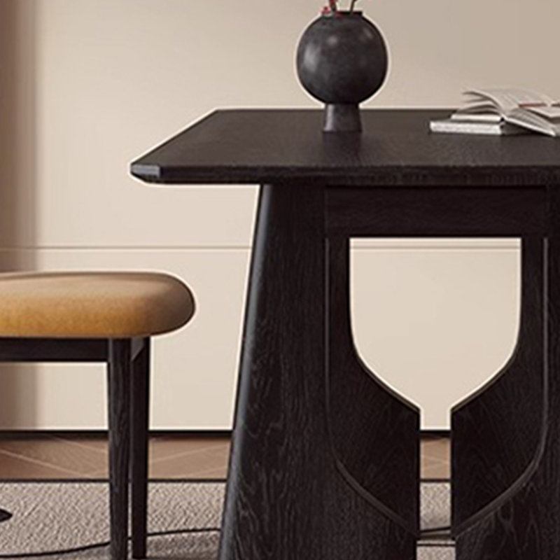 Vintage Black Solid Wood Dining Table, 29.52"H x 62.99"L x 35.43"W