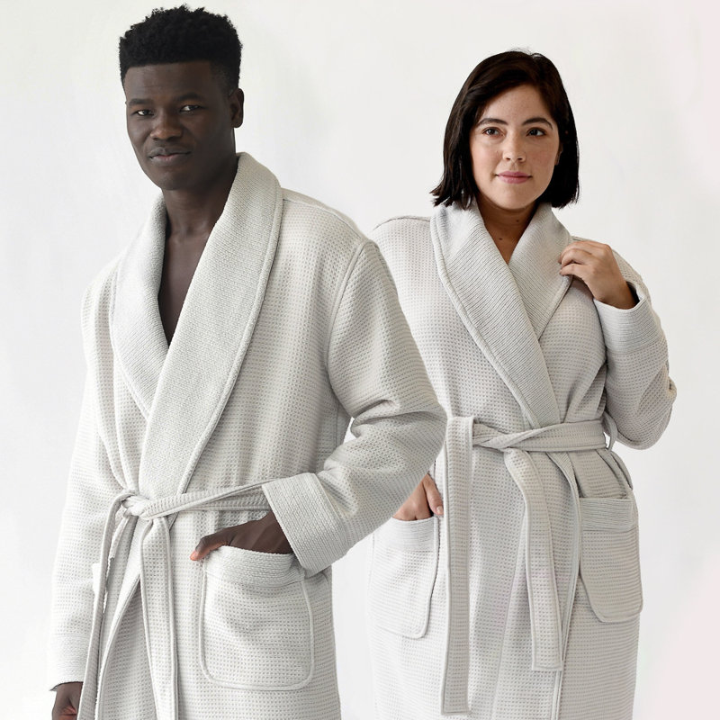 Waffle Bath Robe, M, Gray