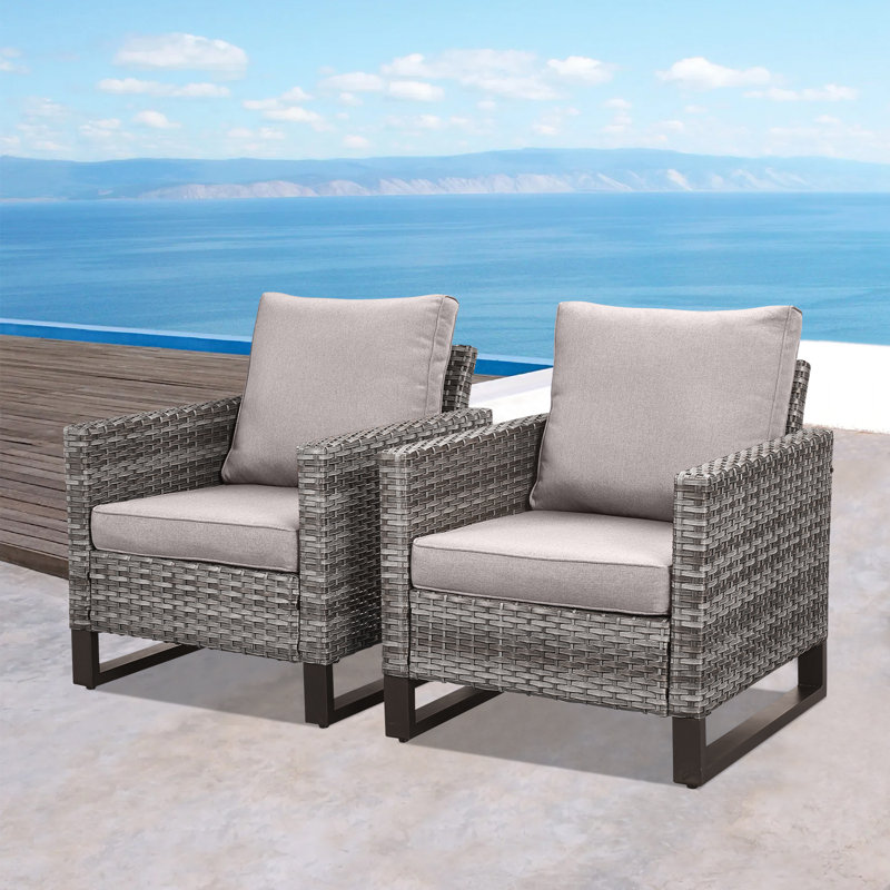 Chaise de patio avec coussins Nazime, Gris, Gris