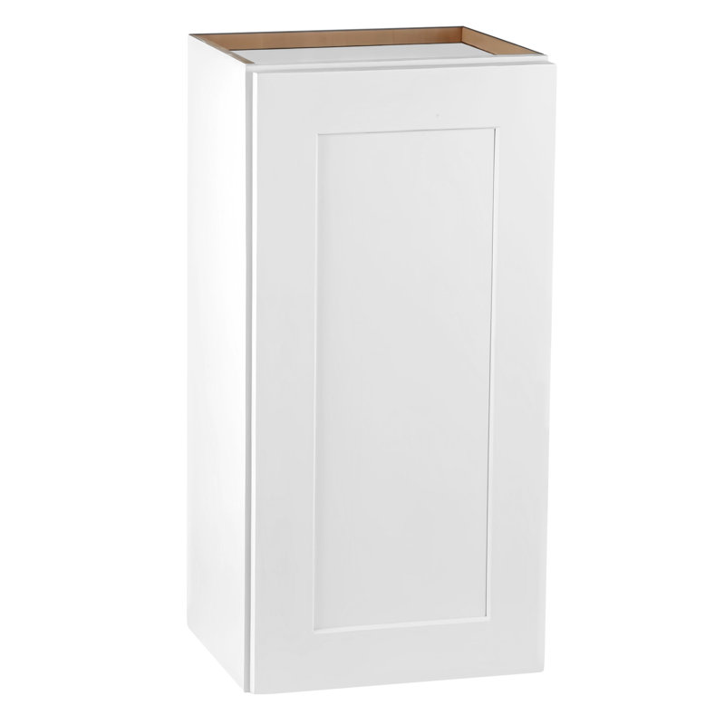 Armoire murale blanche en bois massif à une porte, 3 tablettes réglables, charnières à fermeture en douceur, caoutchouc, pour la cuisine, le bureau, 15 po de profondeur, 12 po de largeur, 42 po de hauteur, installation facile