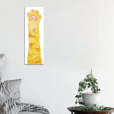 Orange Cat Paw 1 Piece Wrapped Canvas Panoramic Wall Art