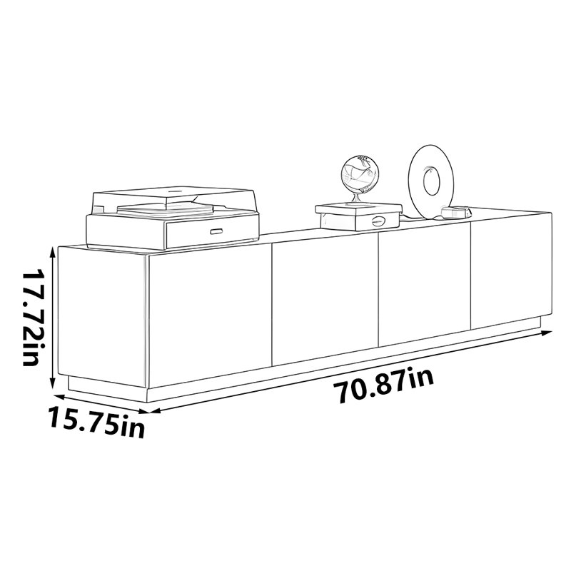 Meuble télé classique noir, 70.87"