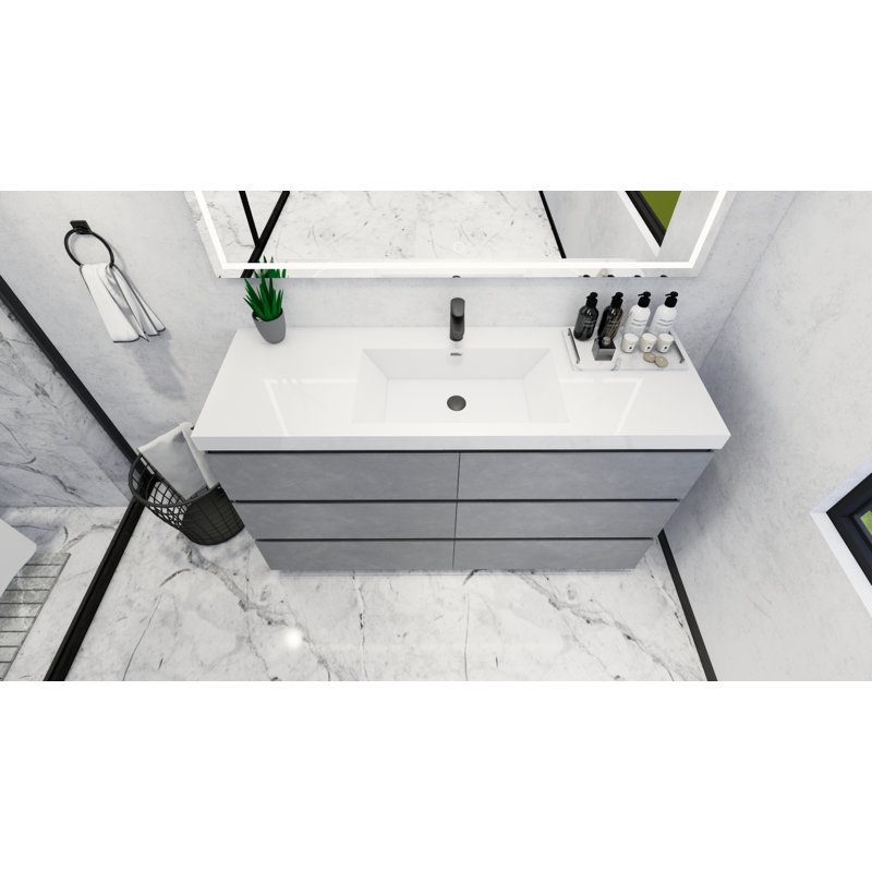 Hargrave 58.5 " Single Bathroom Vanity Base, Cement Gray