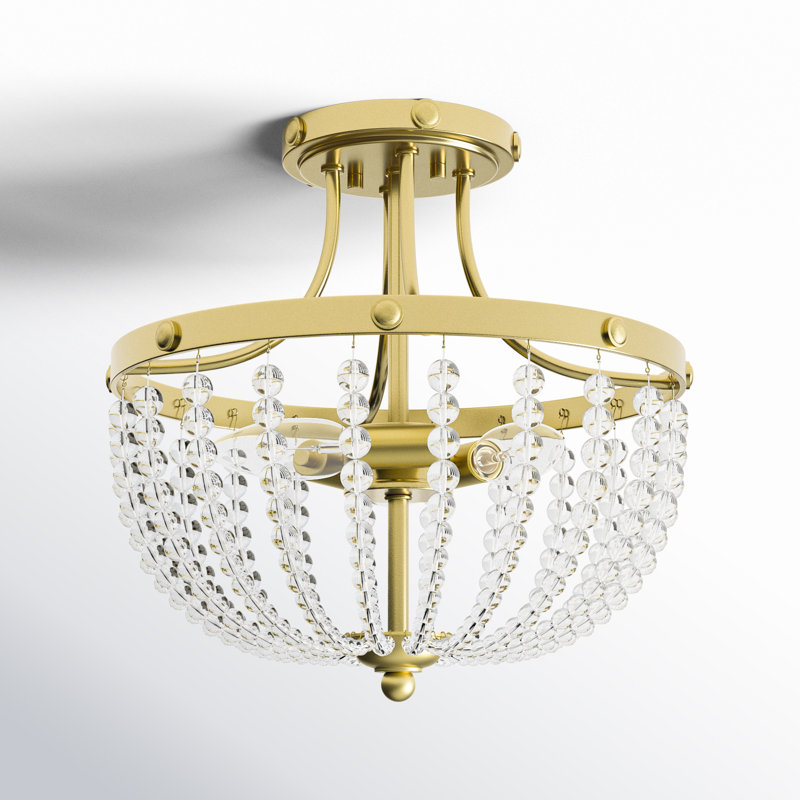Shellman 3 - Light Crystal Dimmable Beaded Lighting Semi Flush Mount Chandeliers