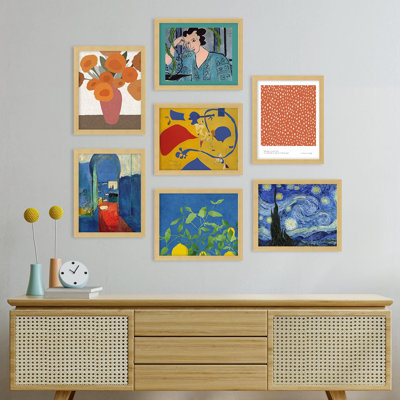 «Multicolor Colorful Flower Starry Night Van Gogh», reproduction géométrique abstraite encadrée sur papier, 7 pièces