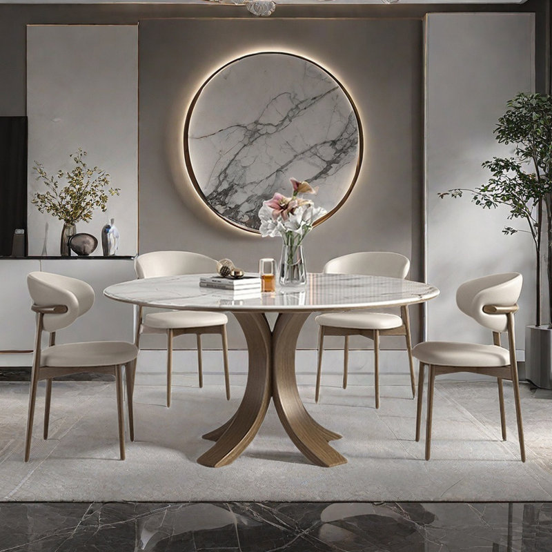 Light luxury simple round dining table sets, 29.5"H x 53.1"L x 53.1"W