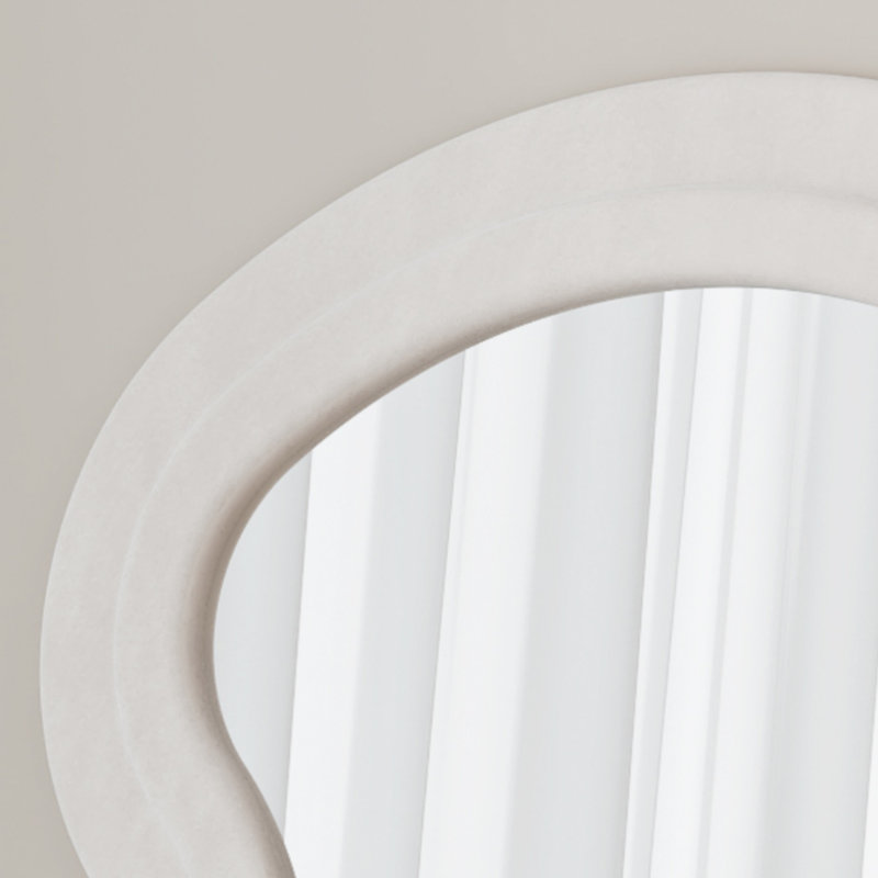 Flannel Full Length Wave  Floor Mirror With Stand For Bedroom Living Room Hanging Or Against The Wall, Mirror, Cream White
