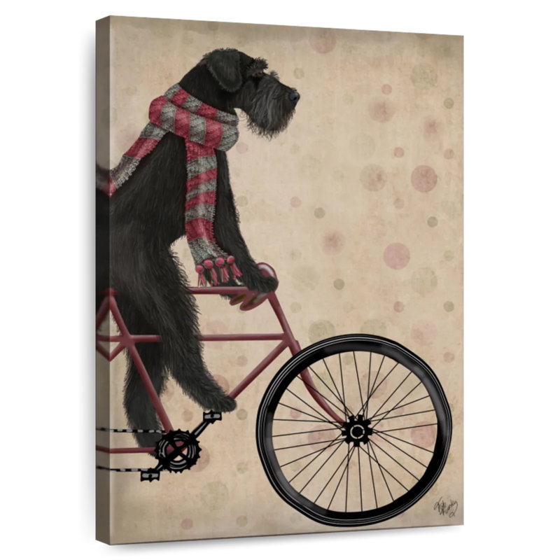 Brampt Schnauzer On Bicycle Black, 12" H x 8" W