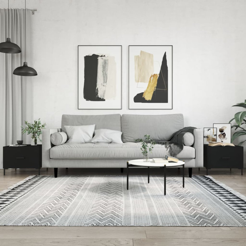 Four Leg Coffee Table with Storage, black