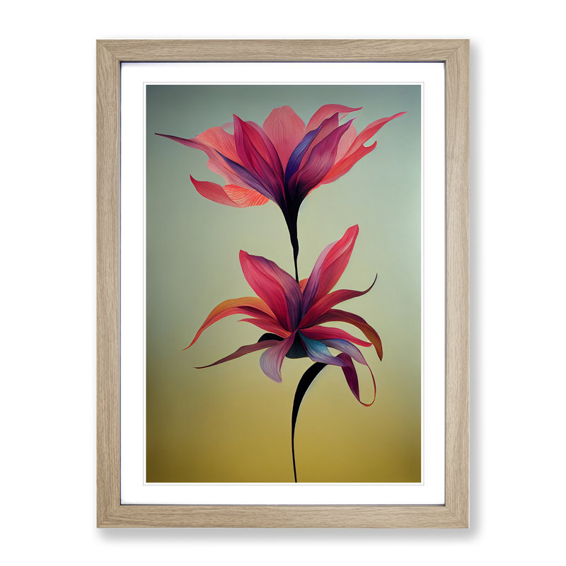 Brilliant Flowers - Single Picture Frame Print, 46cm H x 34cm W x 2cm D, Oak