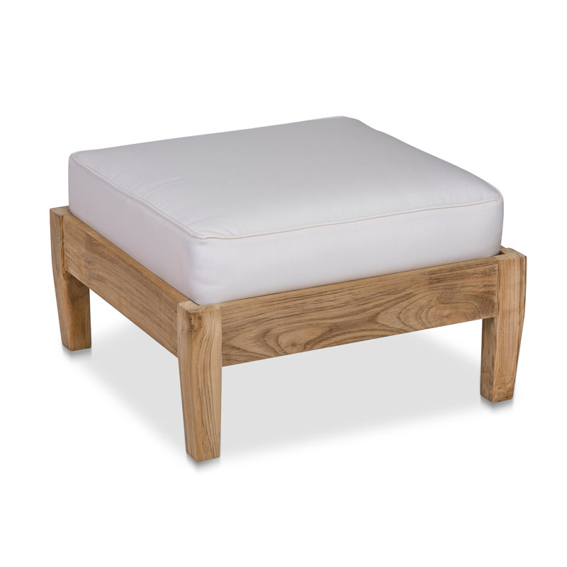 Repose-pieds d'extérieur en teck avec coussin Windridge, Coquille d'œuf