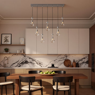7-Light Glass Raindrop Pendant for Living Room Kitchen