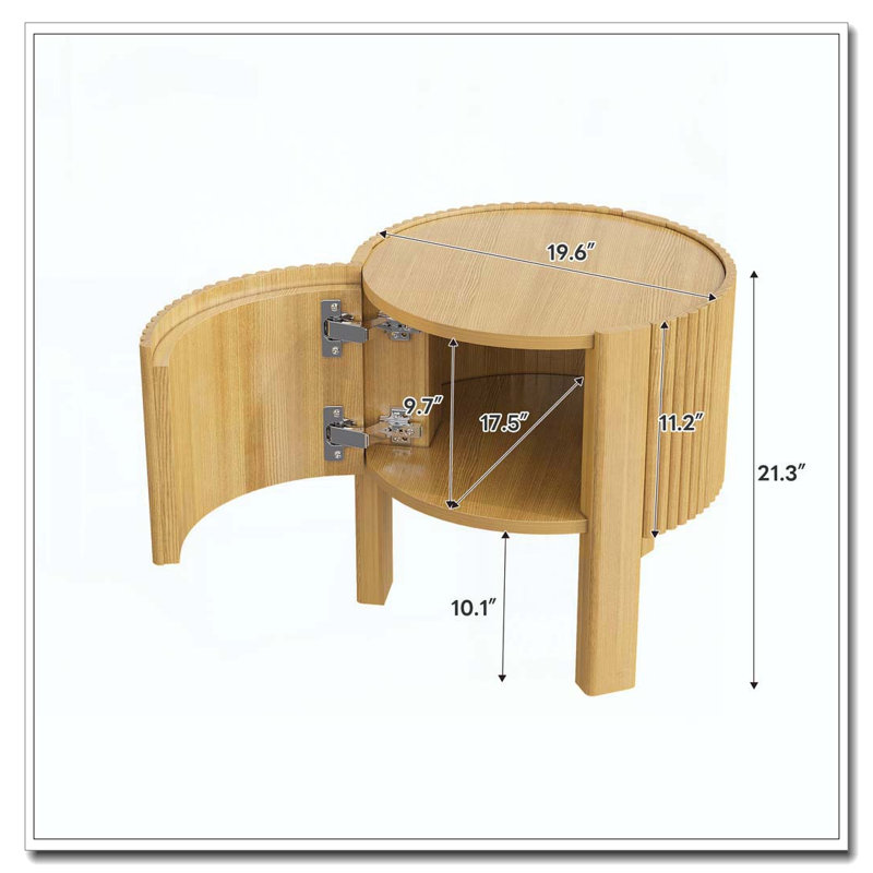 Table d'appoint ronde cannelée avec rangement