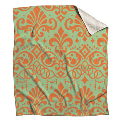 Orange Damask Pattern Blankets