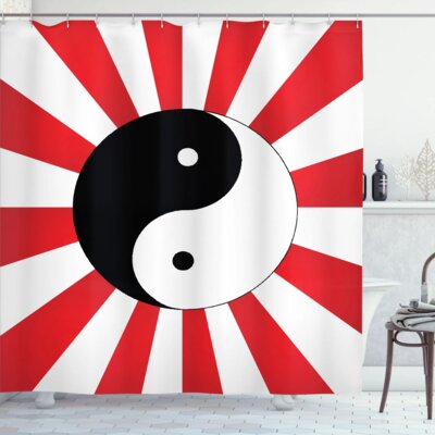 Red Ying Yang Pop Art Asian Single Shower Curtain -  Ambesonne, sc_19232_long