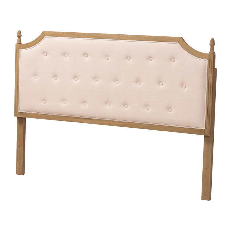 Baxton Studio Lourdes Upholstered Headboard With Solid Wood Frame - Tufted Backrest Panel With Curved Top, Elegant Bedroom Décor, Queen Size