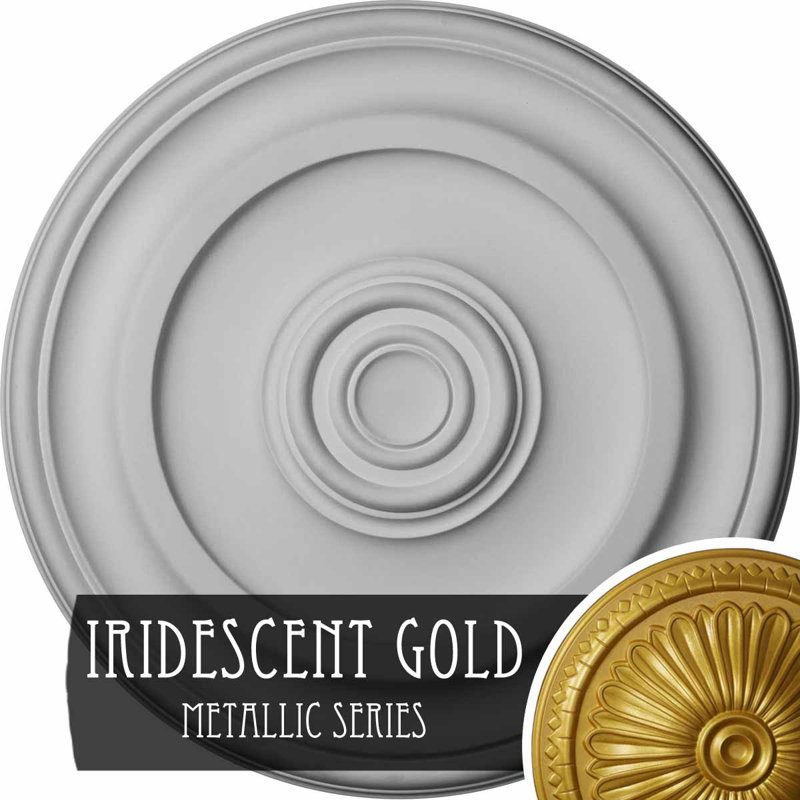 Médaillon de plafond traditionnel 23 5/8 po x P 1 3/4 po P Kepler (pour les auvents jusqu'à 5 1/4 po), Or iridescent