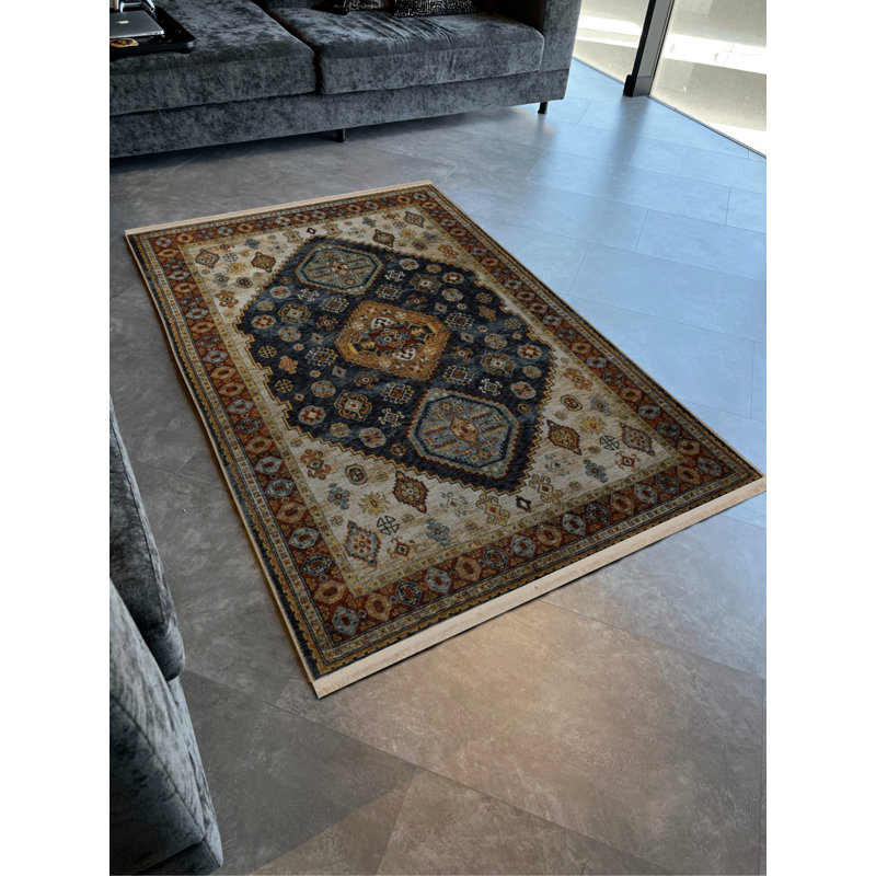 Tapis décoratif à motif à franges, Tapis de couloir 2 pi 8 po x 7 pi 11 po
