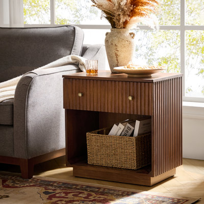Callum 23.5" W Wood End Table with Hidden Compartment and Charging Station