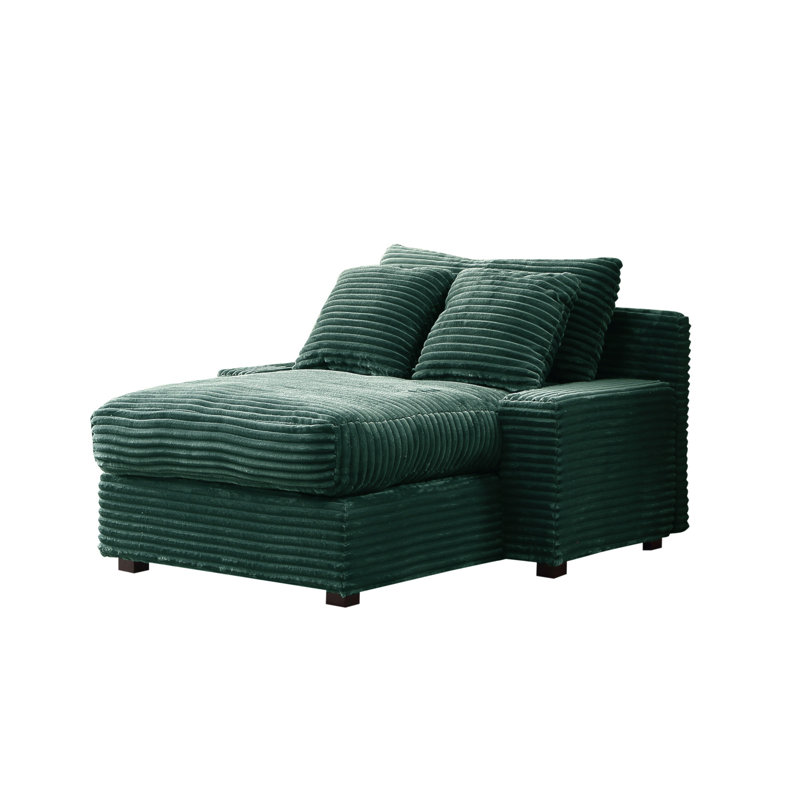 Upholstered Accent Chair, Green Corduroy